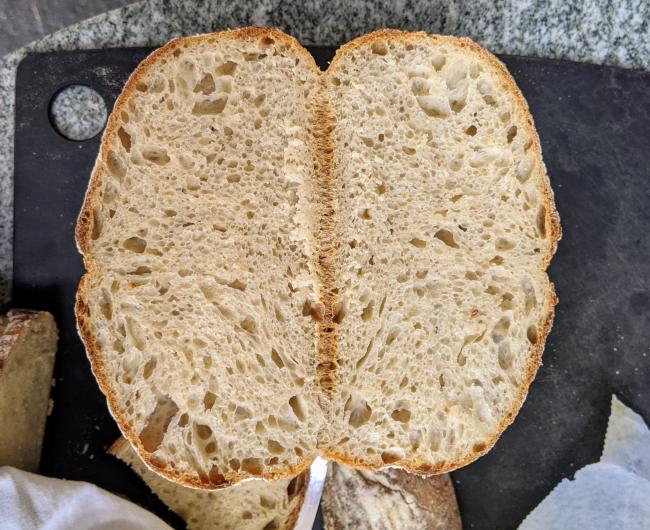 Finished loaf cut in half